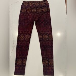 LuLaRoe Diamond Pattern Leggings - Maroon and Brown